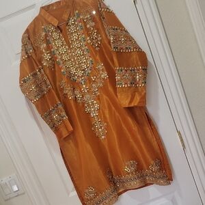 Embroidered Orange Women's Shirt
